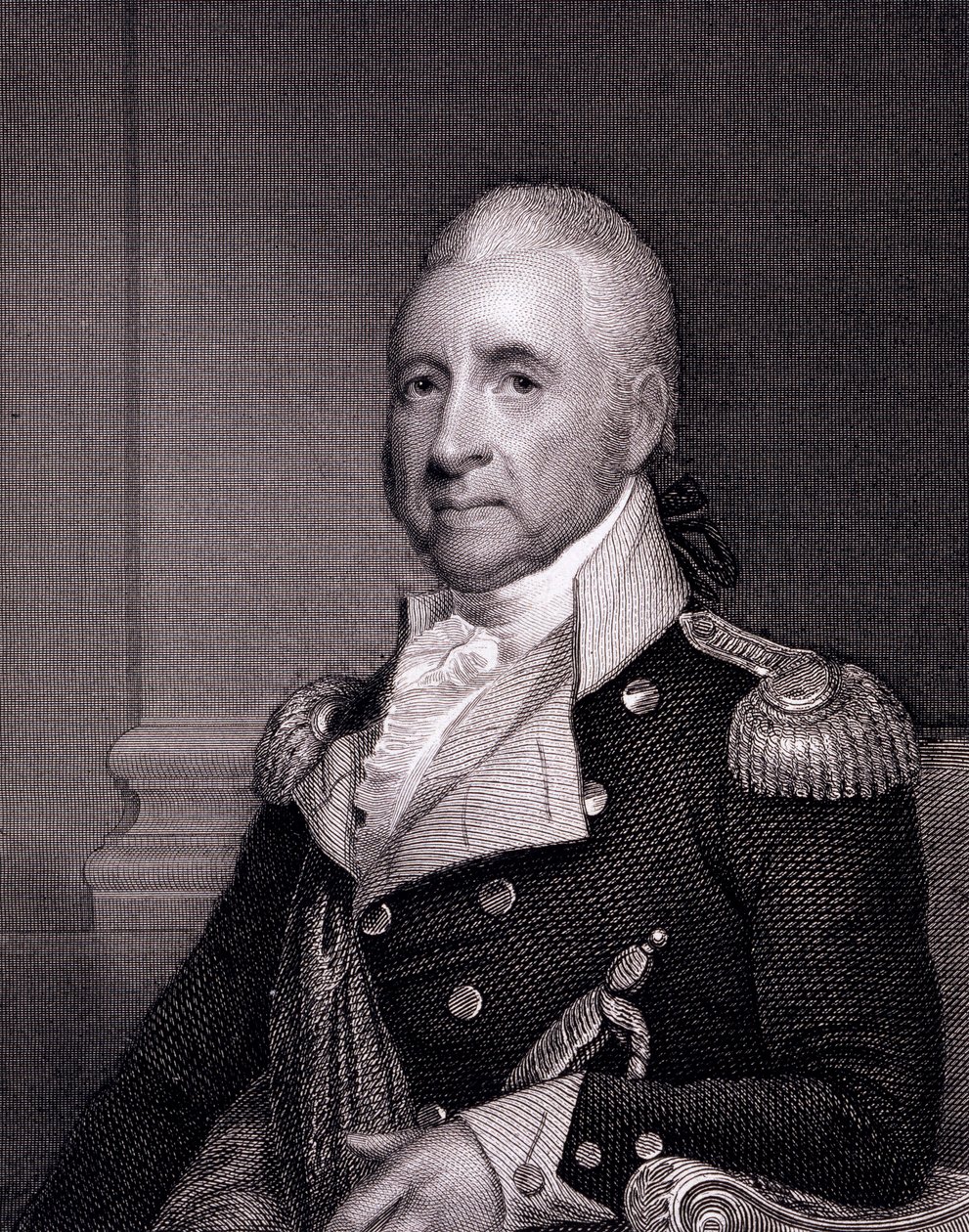 Portræt af generalmajor John Brooks, indgraveret af Asher Brown Durand (1796-1886) efter kopien af James Herring (1794-1867) af Gilbert Stuart
