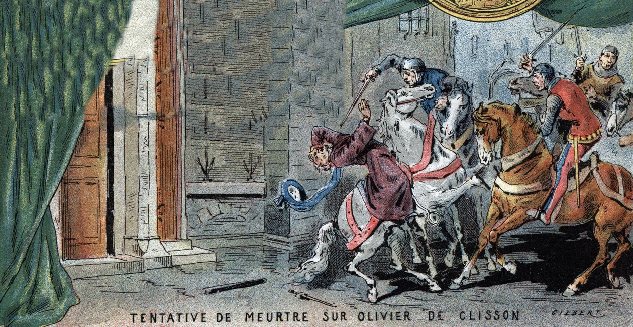 Drabsforsøg på Olivier V de CLISSON (1336-1407) connetable francais. Illustration af Gilbert, slutningen af det 19. århundrede. af Gilbert