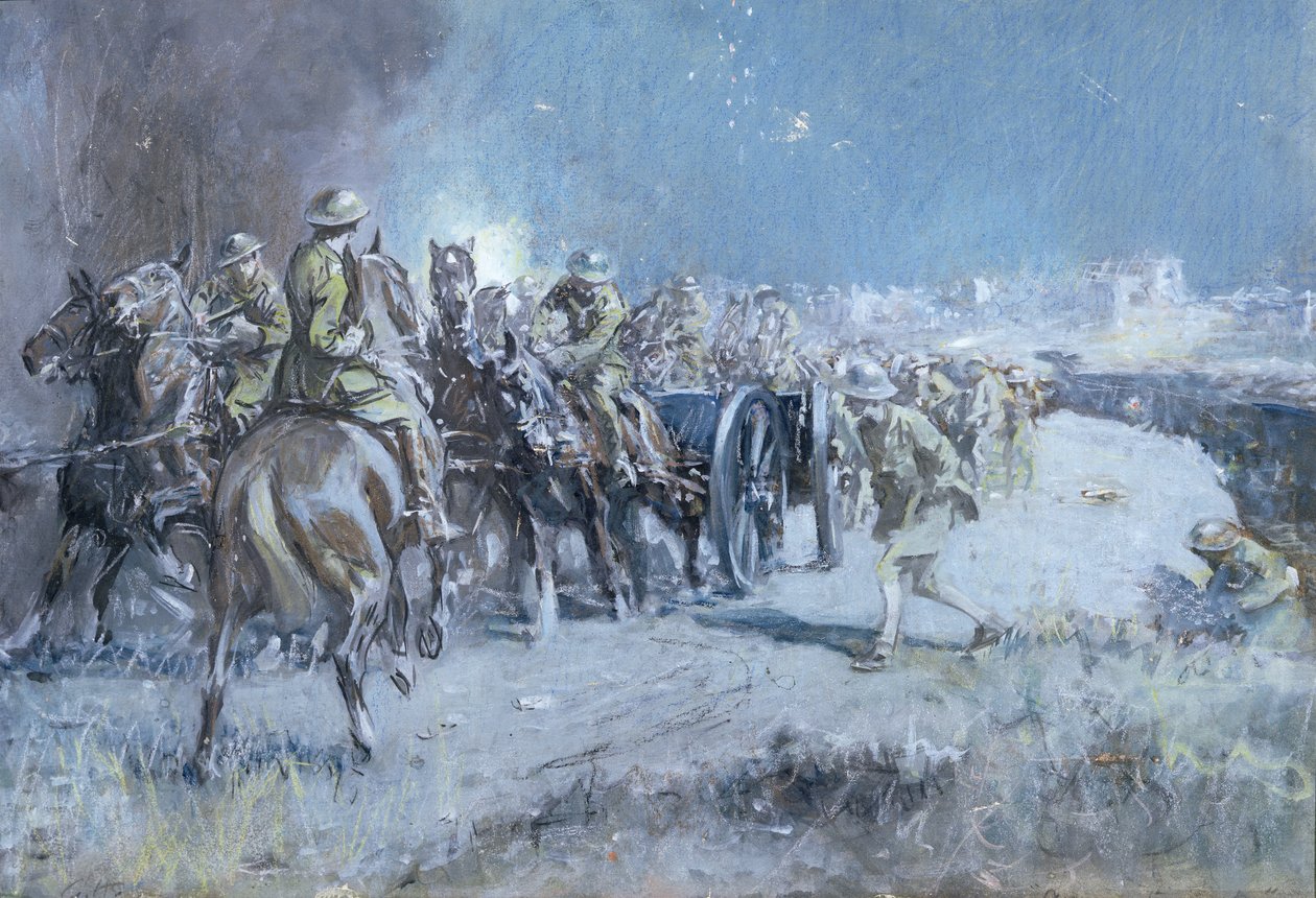 Ammunitionssøjlen (wc, gouache og kridt på papir) af Gilbert Holiday