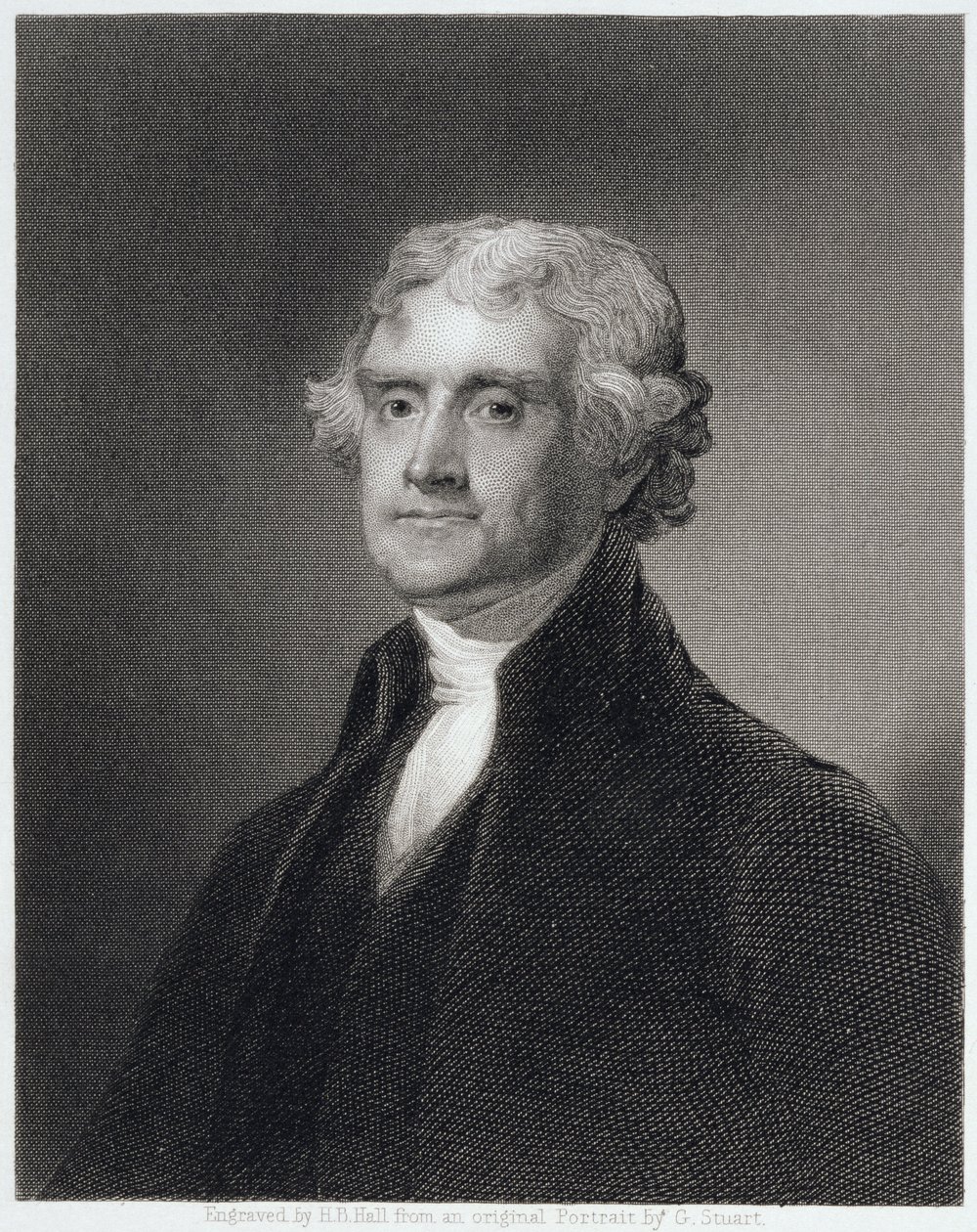 Portræt af Thomas Jefferson, indgraveret af Henry Bryan Hall (1808-84) af Gilbert Stuart