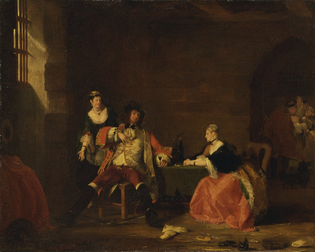 Kaptajn Macheath opflasket af Polly og Lucy i 