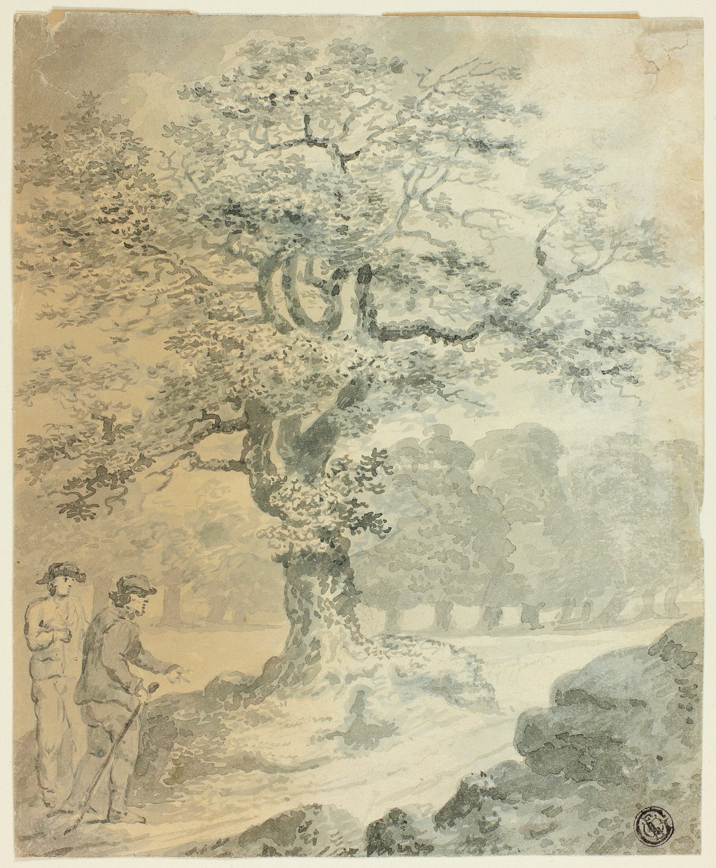 Landskab med to Mandsfigurer af Gilbert Stuart Newton