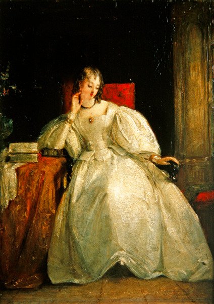 Portræt af en dame (olie på lærred) af Gilbert Stuart Newton