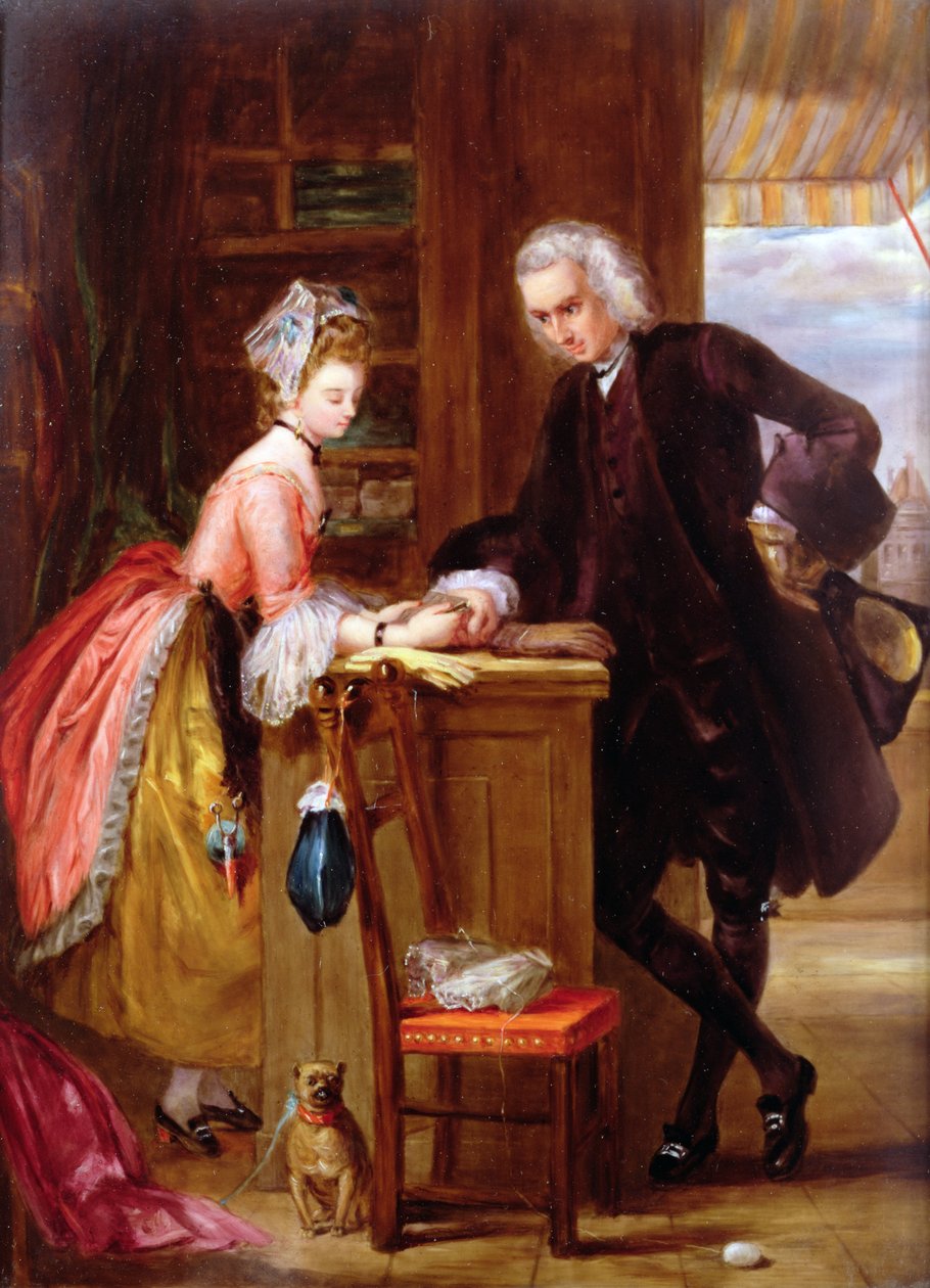 Yorick og Grisette, fra Sternes A Sentimental Journey (porcelæn) af Gilbert Stuart after Newton