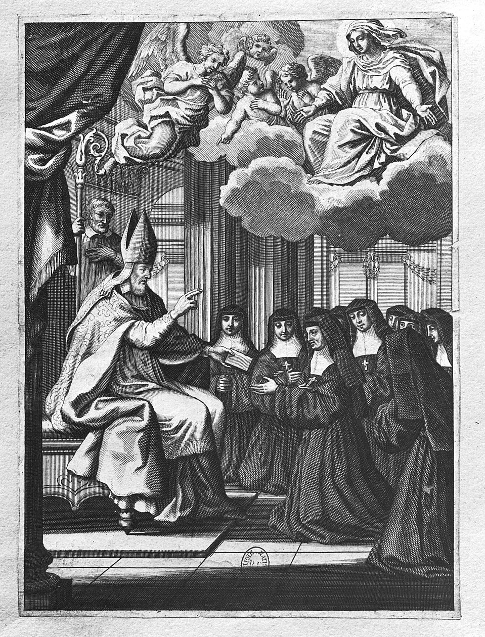 St. Francois de Salles (1567-1622) Giver reglen for visitationen til St. Jeanne de Chantal (1572-1641) af Gilles Rousselet