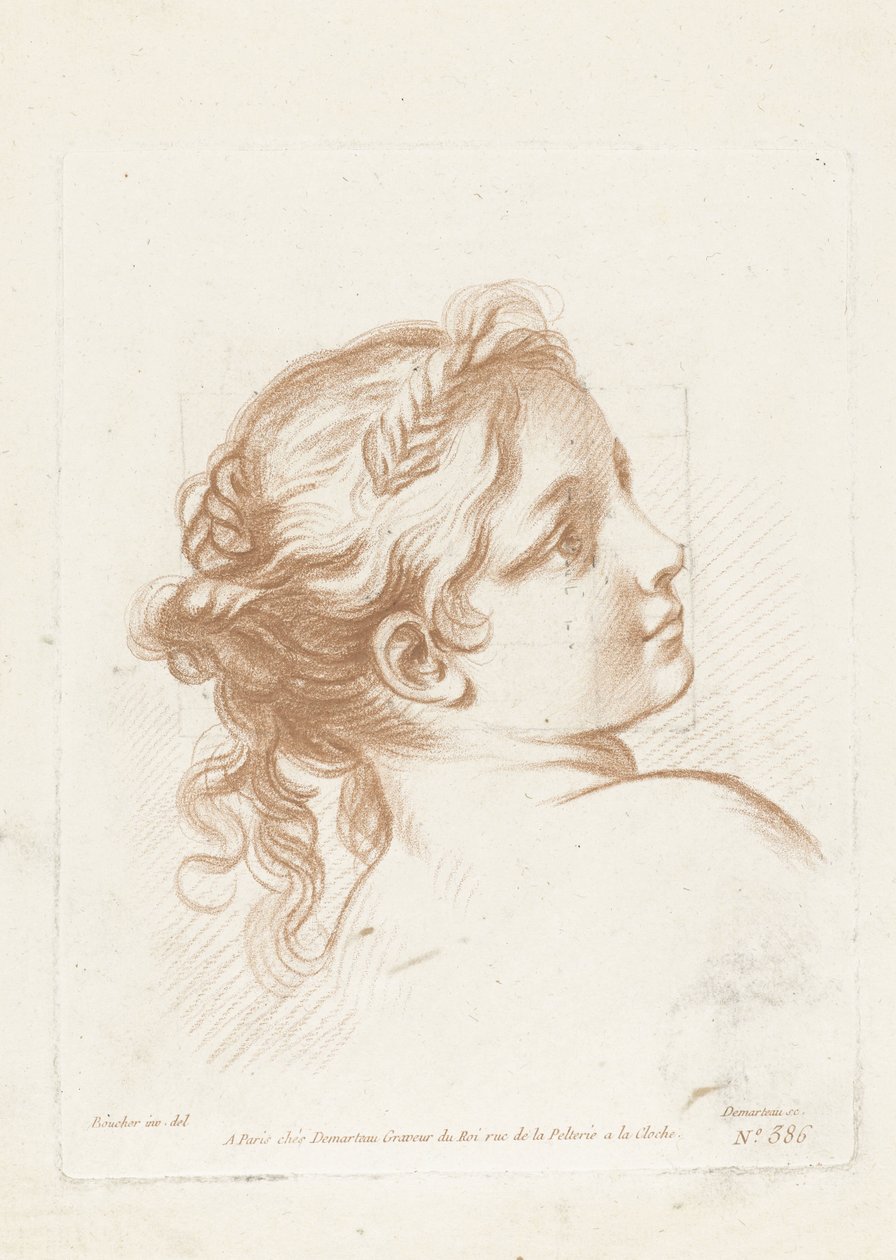 Buste af en ung kvinde Tête de jeune fille af Gilles Demarteau