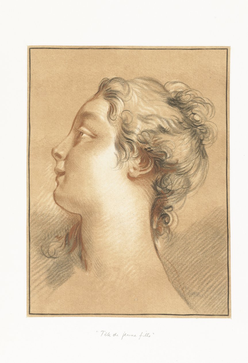 Hovedet af en pige Tête de jeune fille af Gilles Demarteau