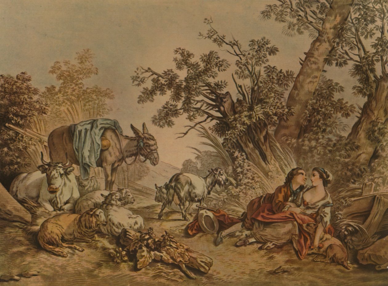The Great Pastoral, nr. 602, Pastoral Scene, c1740-1770, 1913 af Gilles Demarteau