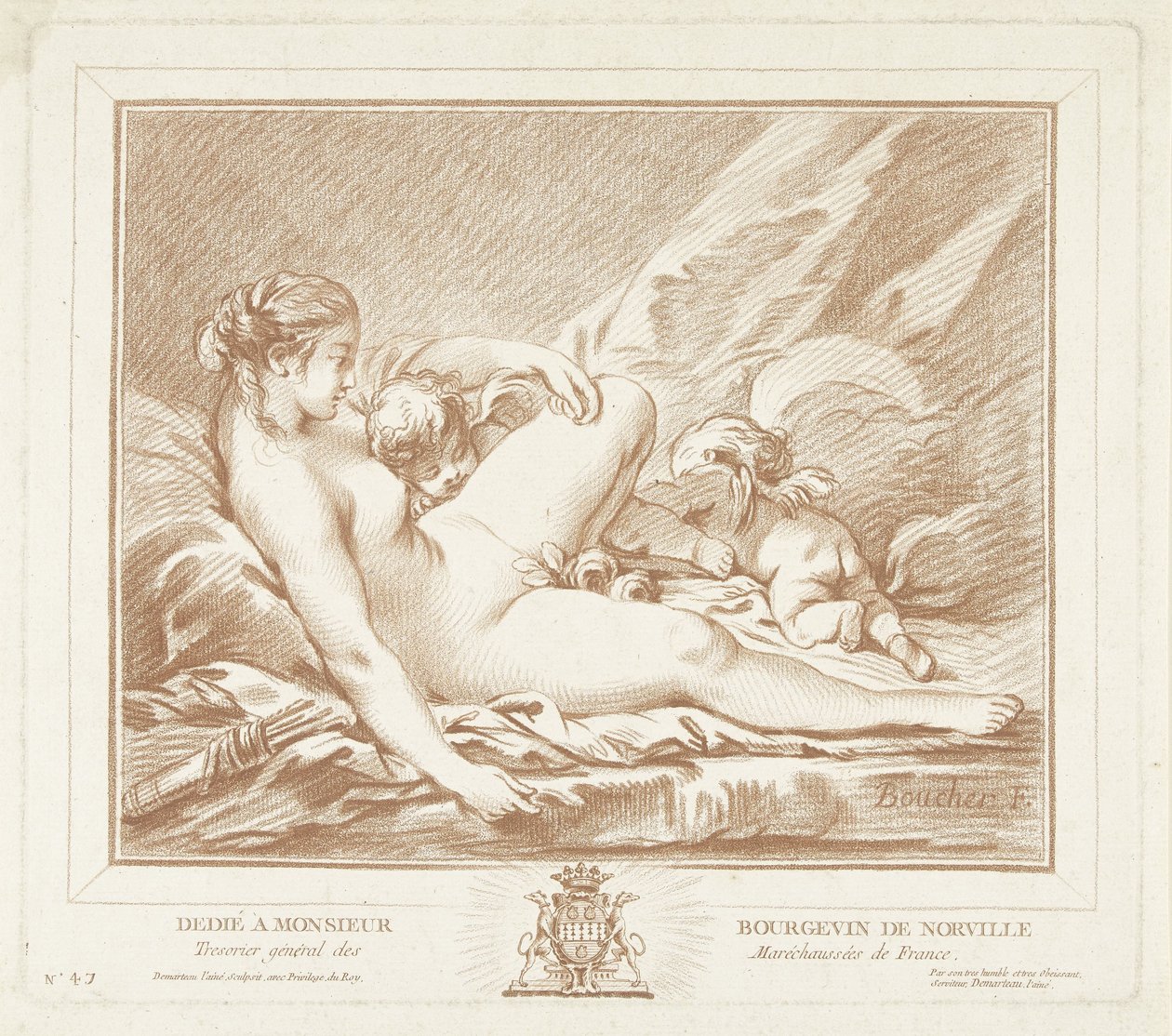 Liggende Venus mødte Amor en Anteros af Gilles Demarteau