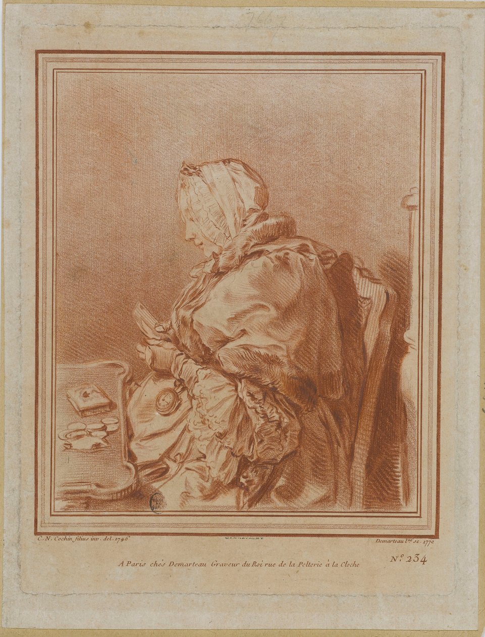 Portræt af Madame Geoffrin 1699-1777, 1770. af Gilles Demarteau