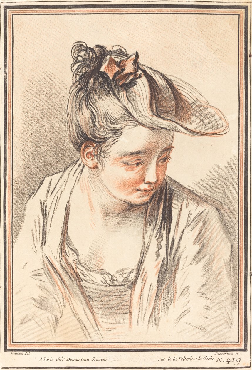 Leder af en ung kvinde af Gilles Demarteau, the Elder after Antoine Watteau