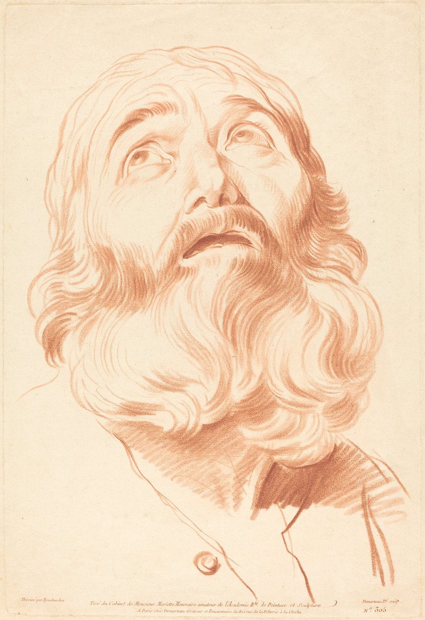 Hoved af en mand af Gilles Demarteau, the Elder after Edme Bouchardon