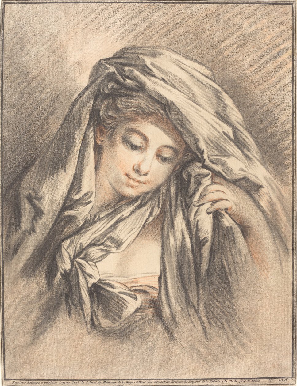 Ung kvinde med dækket hoved af Gilles Demarteau, the Elder after François Boucher