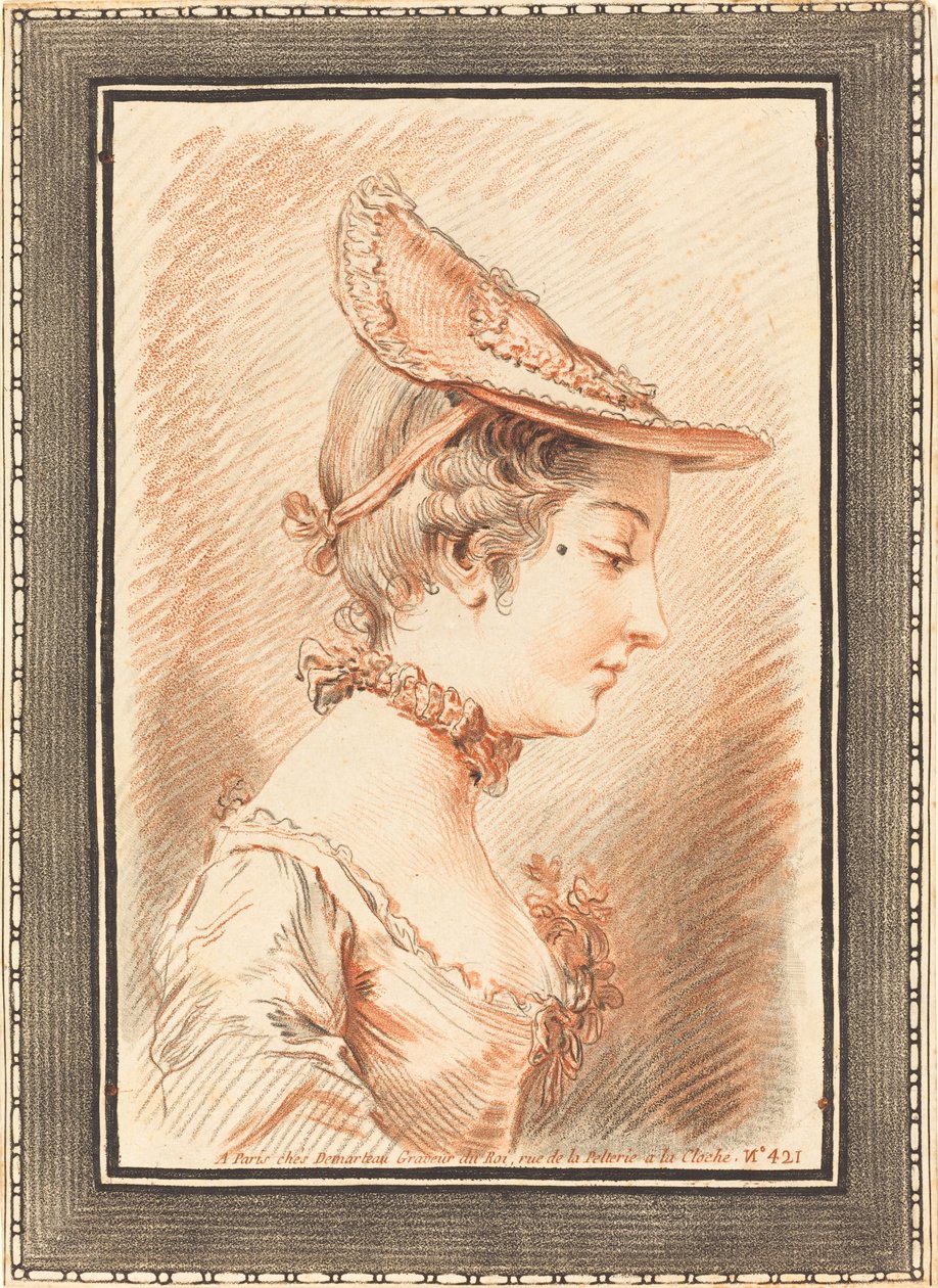 Leder af en ung kvinde af Gilles Demarteau, the Elder after Jean Martial Fredou