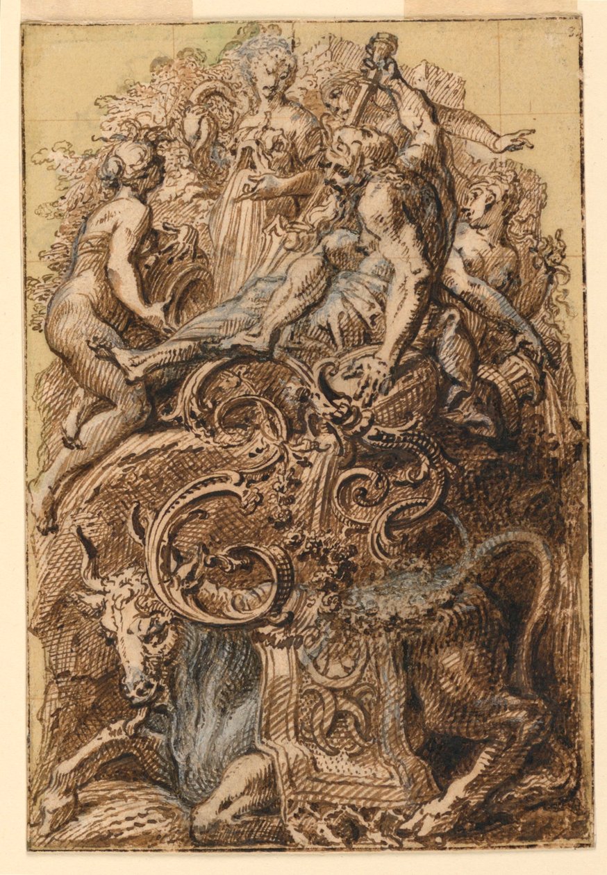 Design til belyst initial "F" af Gilles Marie Oppenord