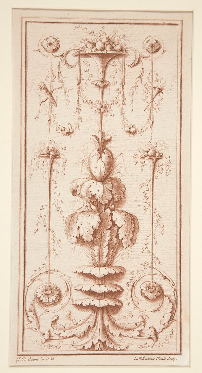 Ornamental Panel fra Recueil d af Gilles Paul Cauvet
