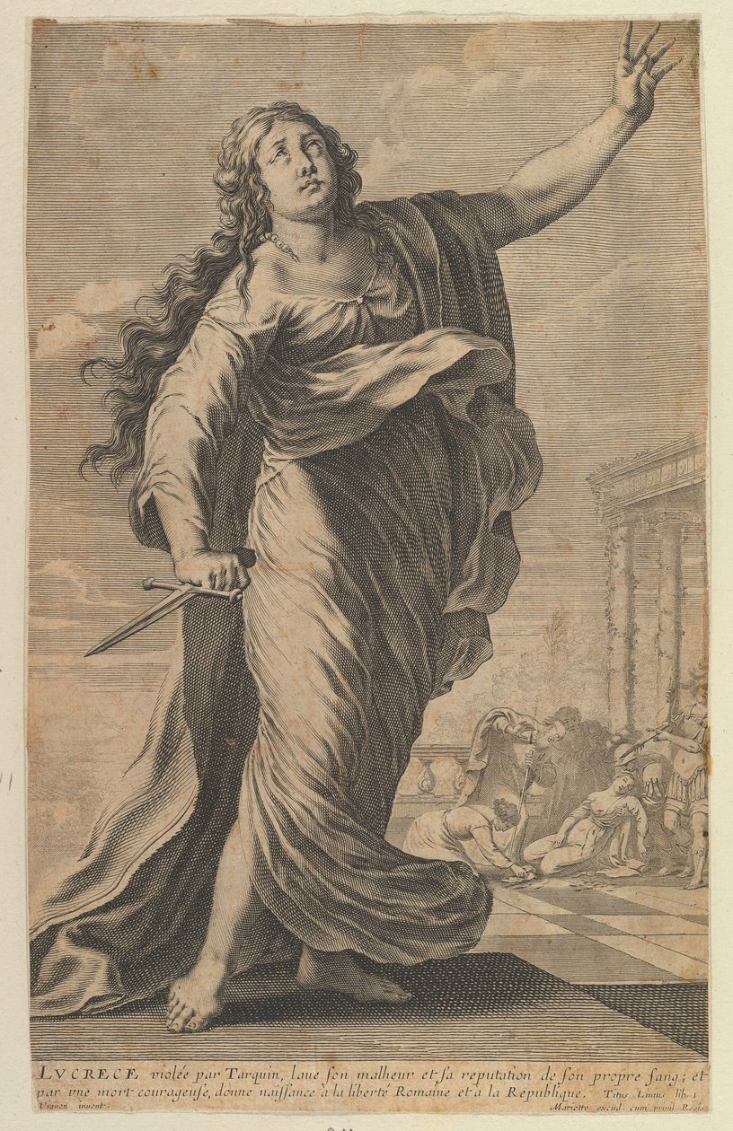 Lucrezia, 1647. Skaber: Gilles Rousselet, Abraham Bosse. af Gilles Rousselet and Abraham Bosse