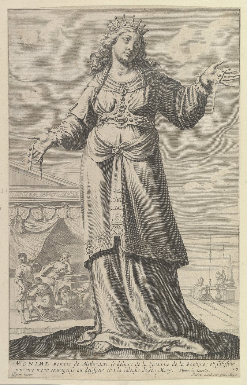 Monime, 1647. Skaber: Gilles Rousselet, Abraham Bosse. af Gilles Rousselet and Abraham Bosse