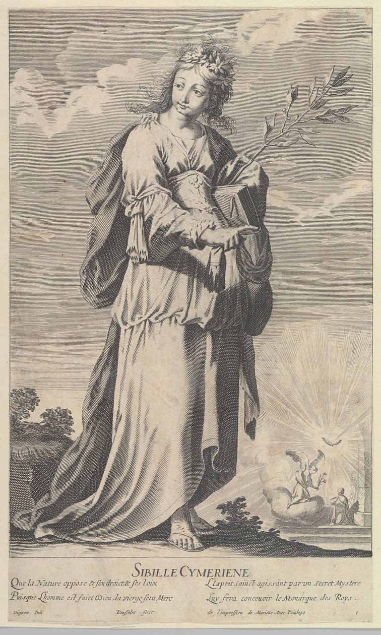 Cimmerian Sibyl, ca. 1635. Skaber: Gilles Rousselet, Abraham Bosse. af Gilles Rousselet and Abraham Bosse