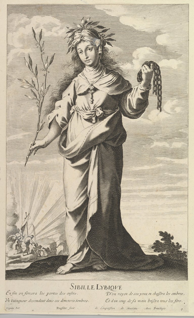 Lybian Sibyl, ca. 1635. Skaber: Gilles Rousselet, Abraham Bosse. af Gilles Rousselet and Abraham Bosse