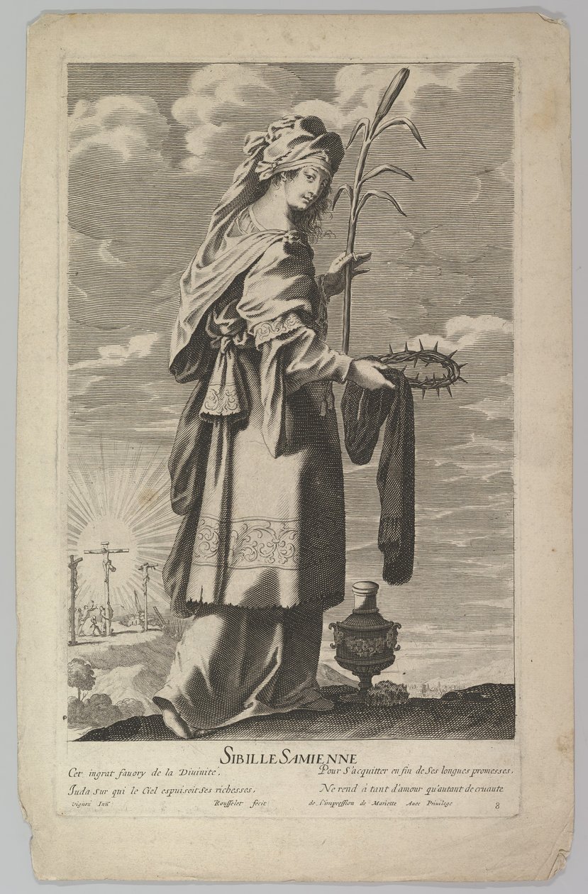 Samian Sibyl, ca. 1635. Skaber: Gilles Rousselet, Abraham Bosse. af Gilles Rousselet and Abraham Bosse