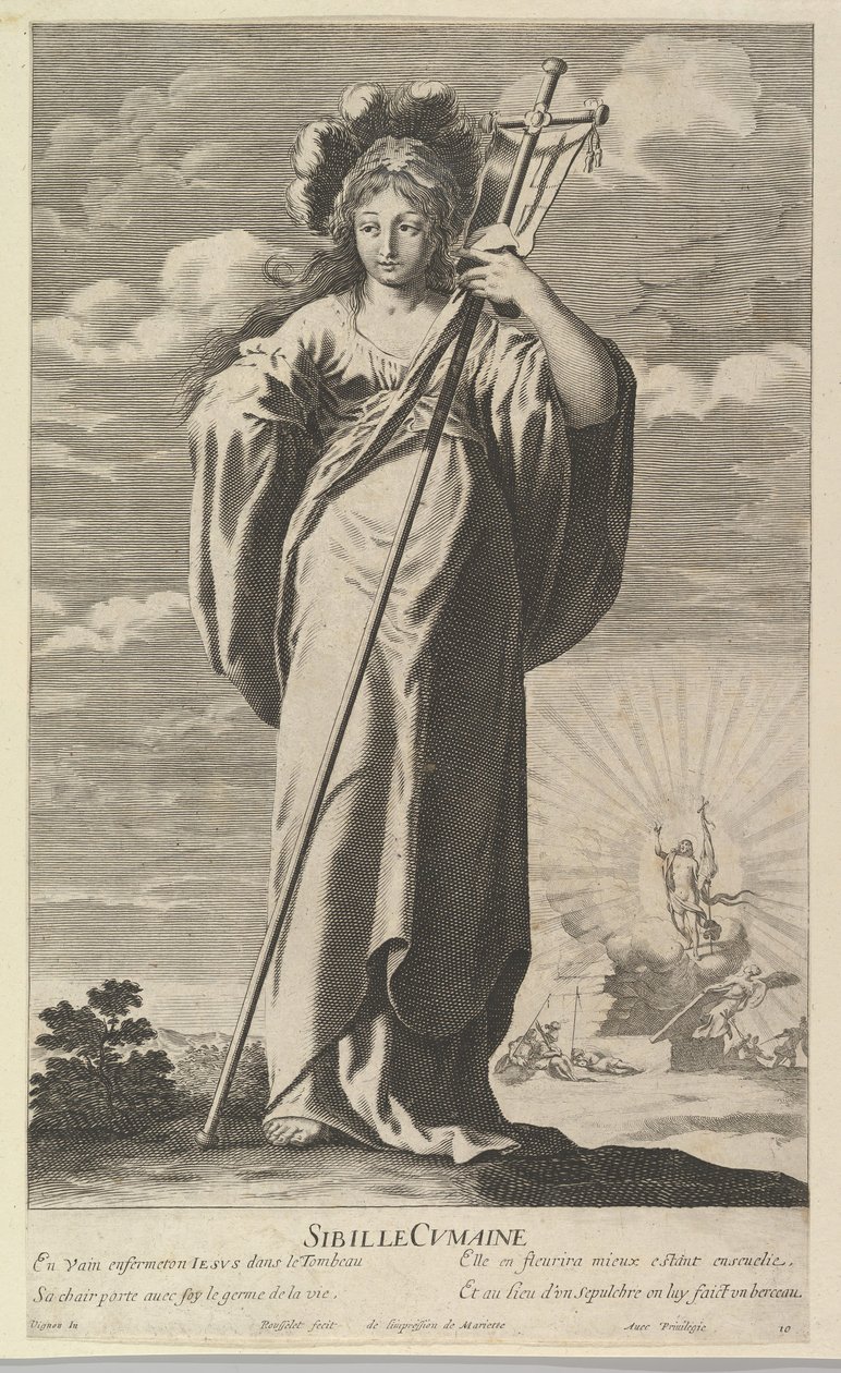 Sibylle af Cumae, ca. 1635. Skaber: Gilles Rousselet, Abraham Bosse. af Gilles Rousselet and Abraham Bosse