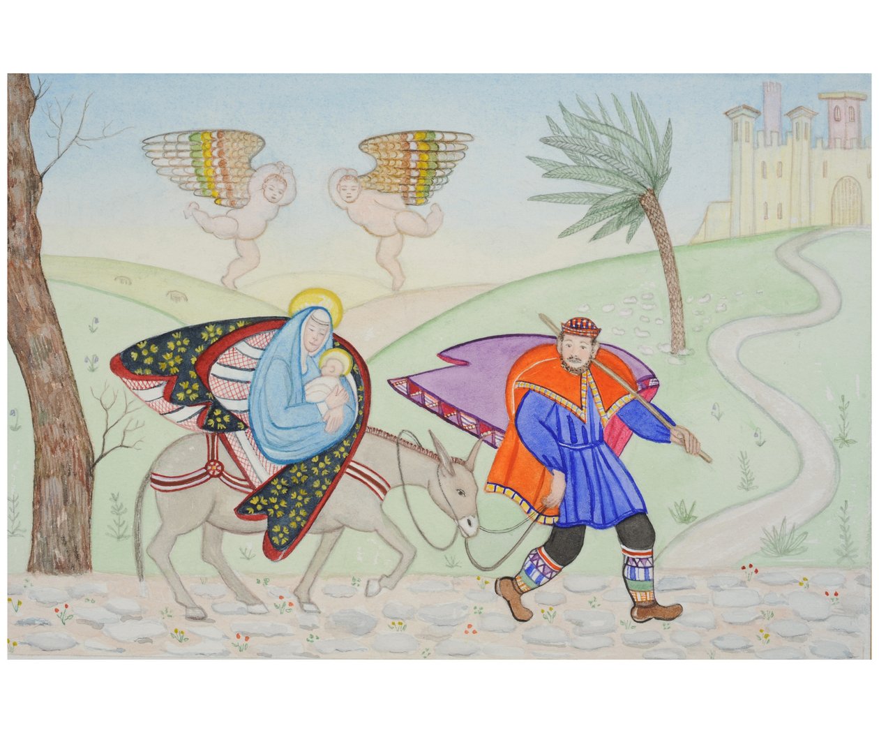 Flight into Egypt, 2005 (wc på papir) af Gillian Lawson