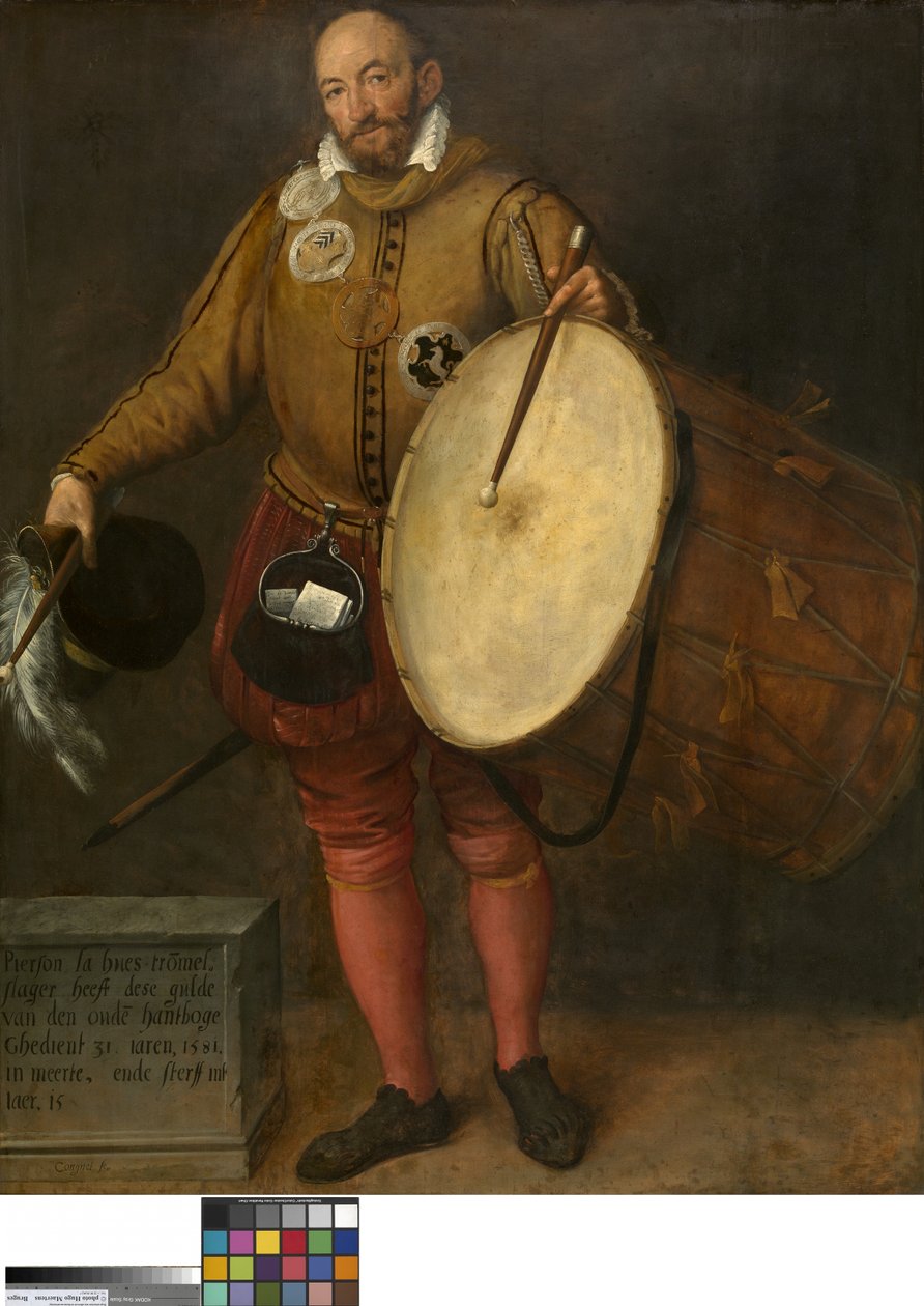 Pierson la Hues, trommeslager og side fra Old Archers