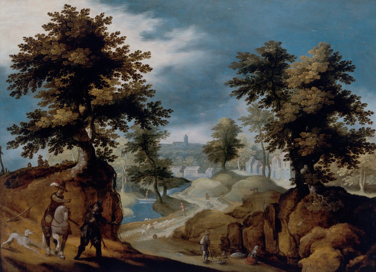 Landskab med figurer af Gillis van III Coninxloo
