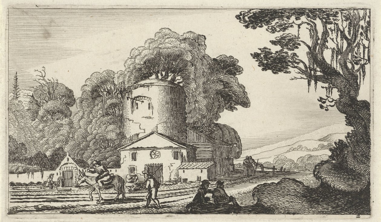 Landskab med et tårn Tolv landskaber med figurer (serietitel) af Gillis van Scheyndel (I)