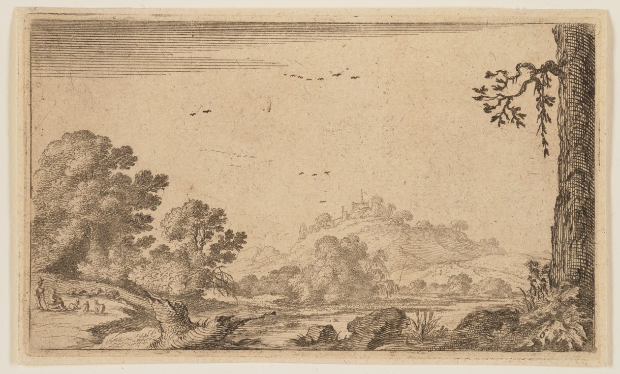 Flod i delvist åbent bakkeland, fra Twelve Landscapes af Gillis van Scheyndel