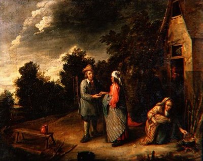 Bønder ved et Sommerhus af Gillis van Tilborgh