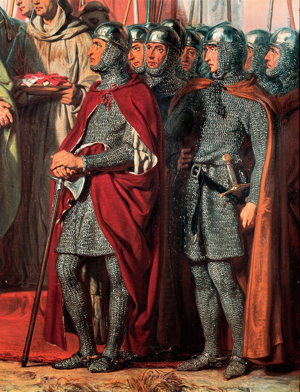 Det tredje korstog (1189-1192): Møde og håndtryk mellem Philip Augustus (Philip II af Frankrig af Gillot Saint Evre