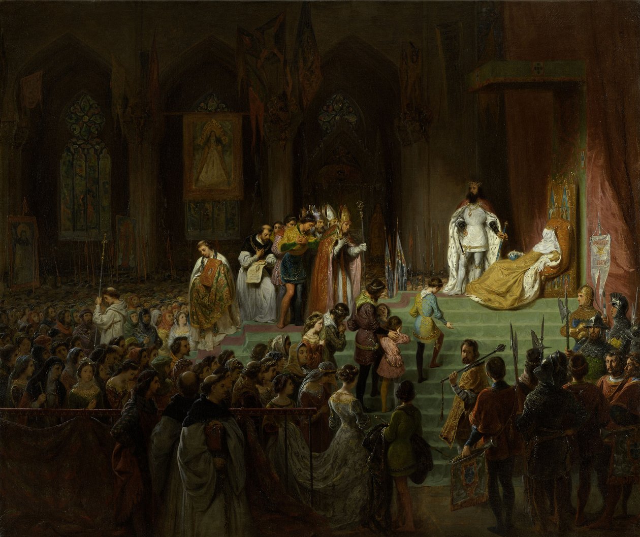 Kroningen af den døde Inês de Castro i katedralen i Coimbra, 1827-1828. af Gillot Saint Evre