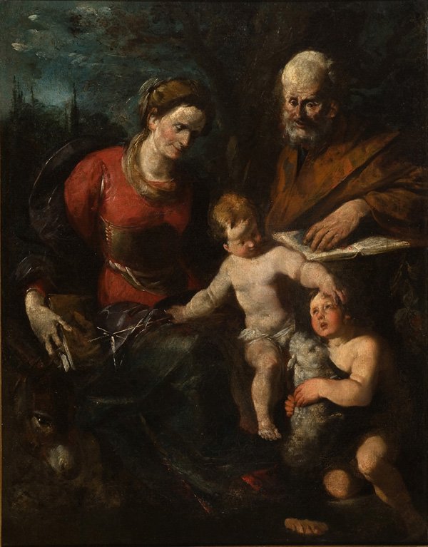 Sts. Anne, Joachim og Johannes Døberen med Jesusbarnet af Gioacchino Assereto