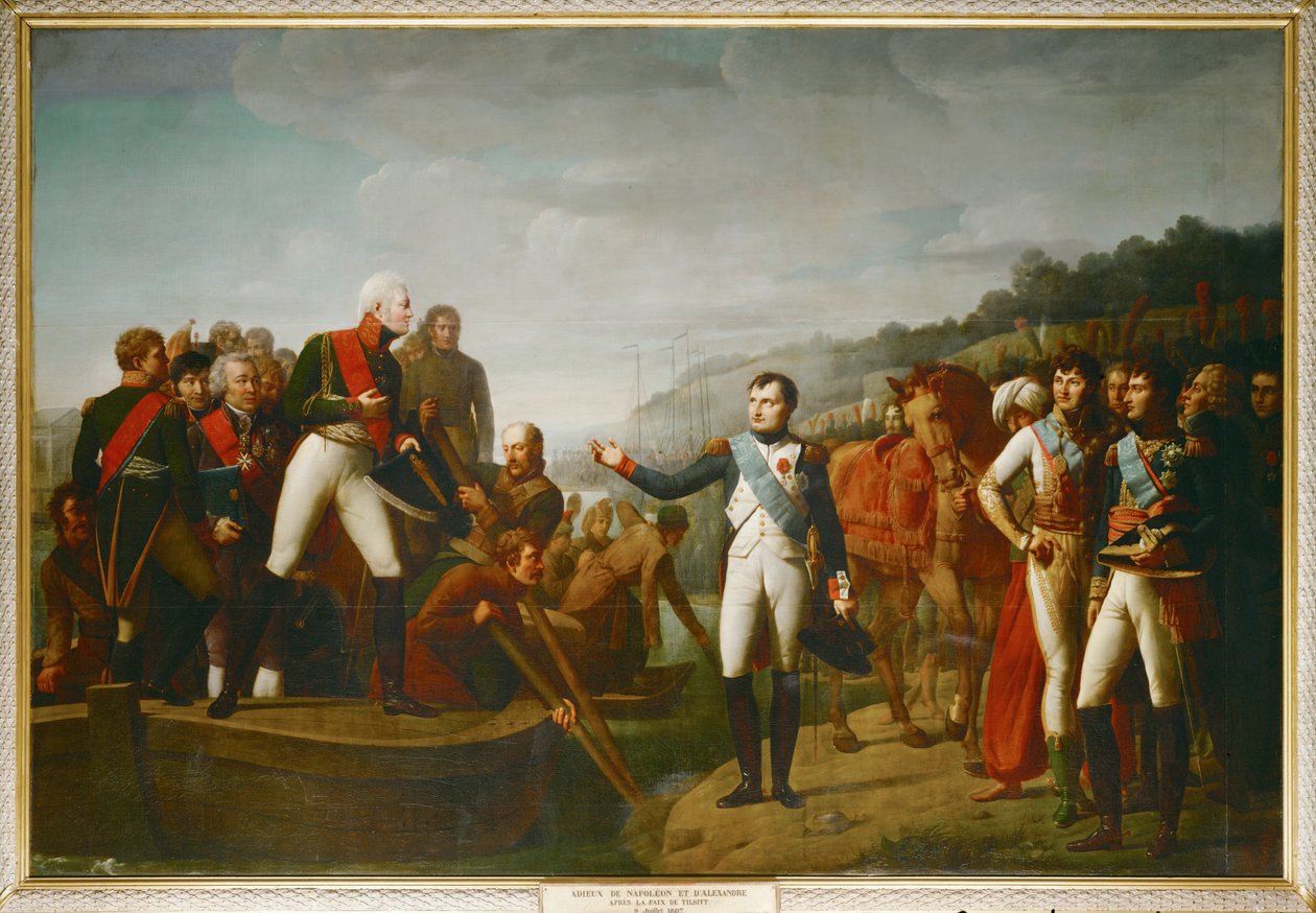 Afsked mellem Napoleon I og tsar Alexander I i Tilsit i 1807 ... af Gioacchino Giuseppe Serangeli