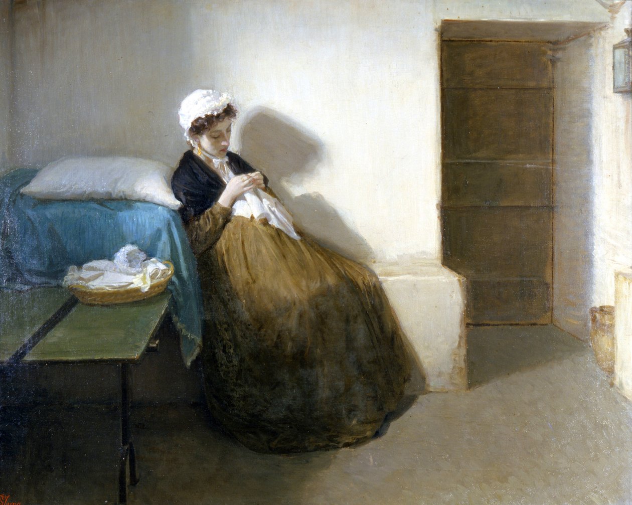 Den Napolitanske Republik 1799 (Parthenopæisk Republik): "" Luisa Sanfelice i fængsel "" Maleri af Gioacchino Toma (1836-1893) 1874 Mål 63 x 79 cm, Capodimonte Museum af Gioacchino Toma