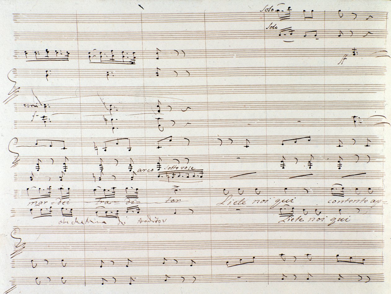 Side med partitur af Le Comte Ory med håndskrevne rettelser af Gioacchino Rossini af Gioachino Rossini