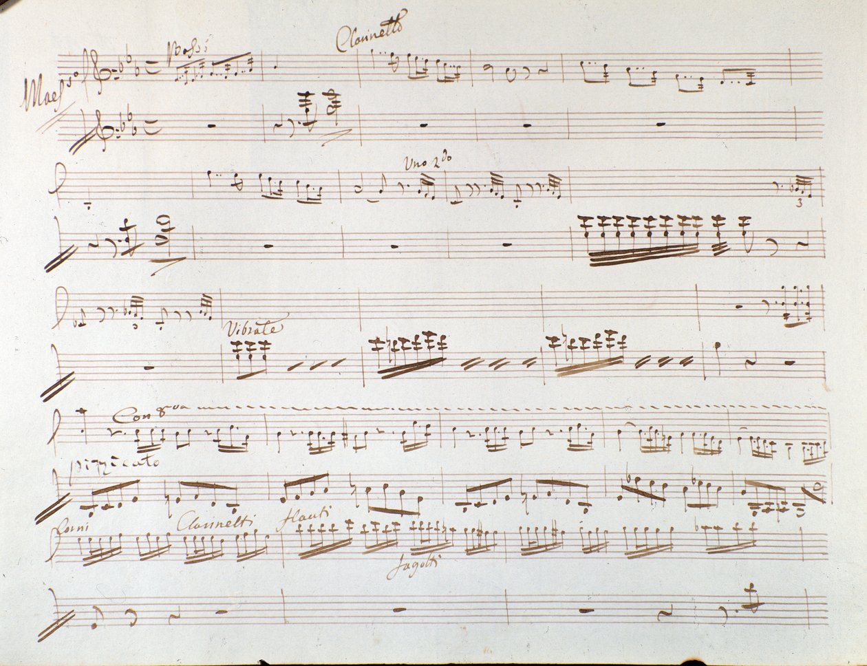 Side med partitur af violin til symfoni i Askepot, eller Goodness Triumphant af Gioacchino Rossini af Gioachino Rossini