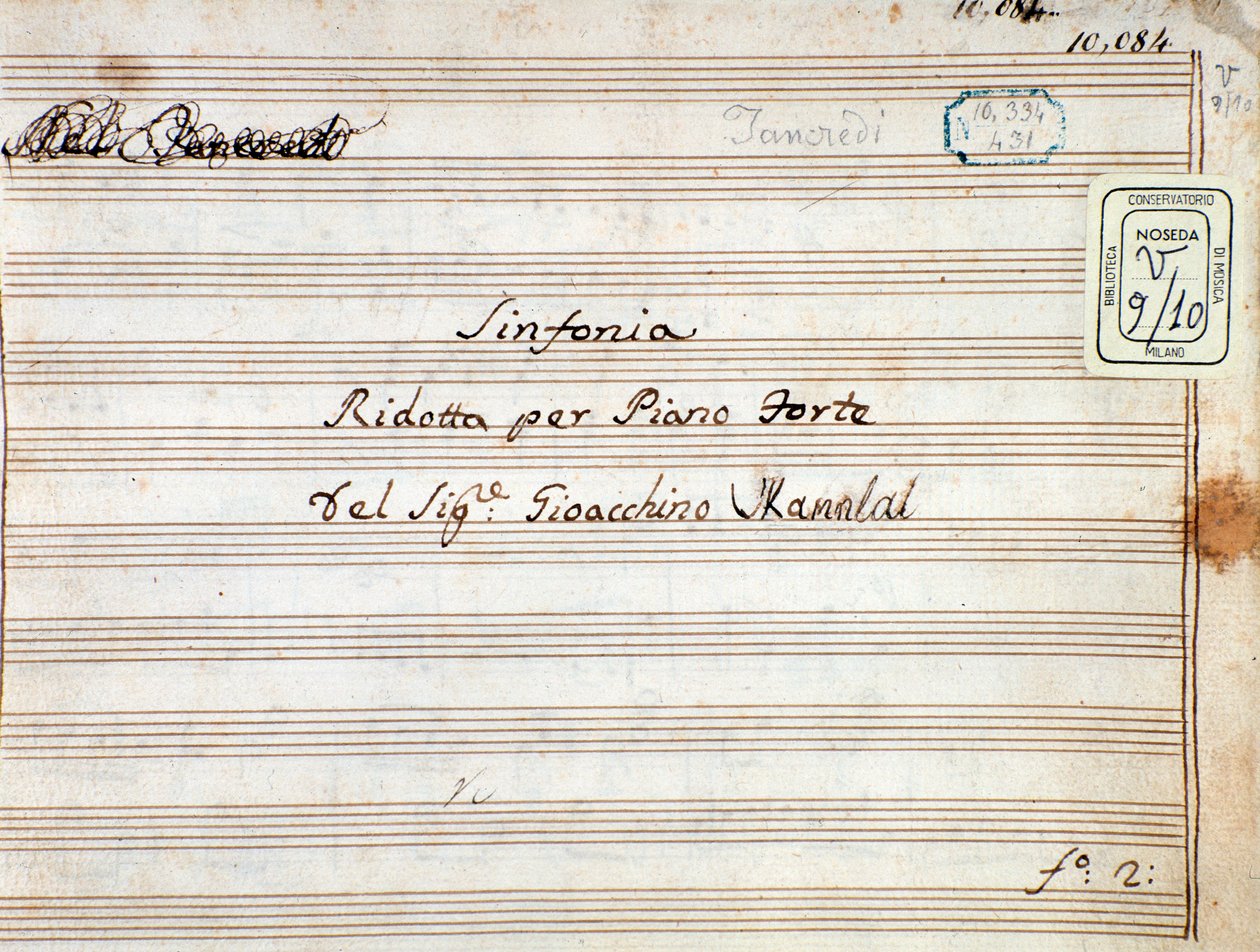 Nodehæfter til den reducerede symfoni for Tancredis klaver, opera af Gioacchino Rossini af Gioachino Rossini