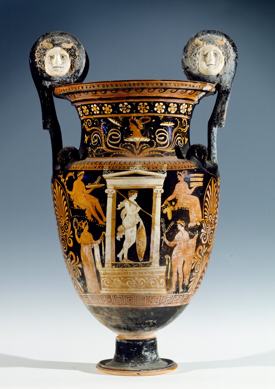 Rød og hvid figurvolut krater, apulisk (keramik) af Gioia del Colle Painter