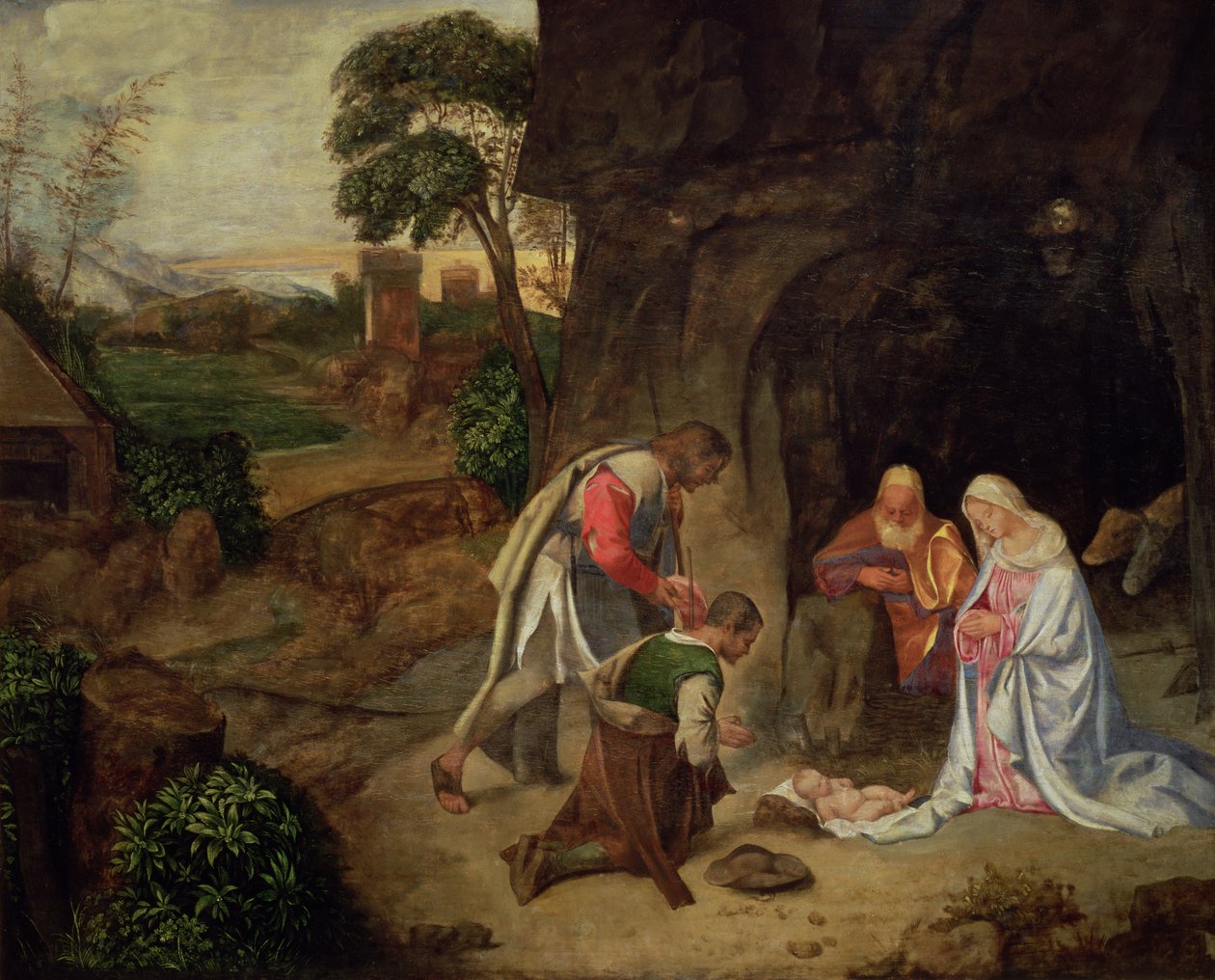 Tilbedelse af hyrderne, 1510 (panel) af Giorgio Giorgione