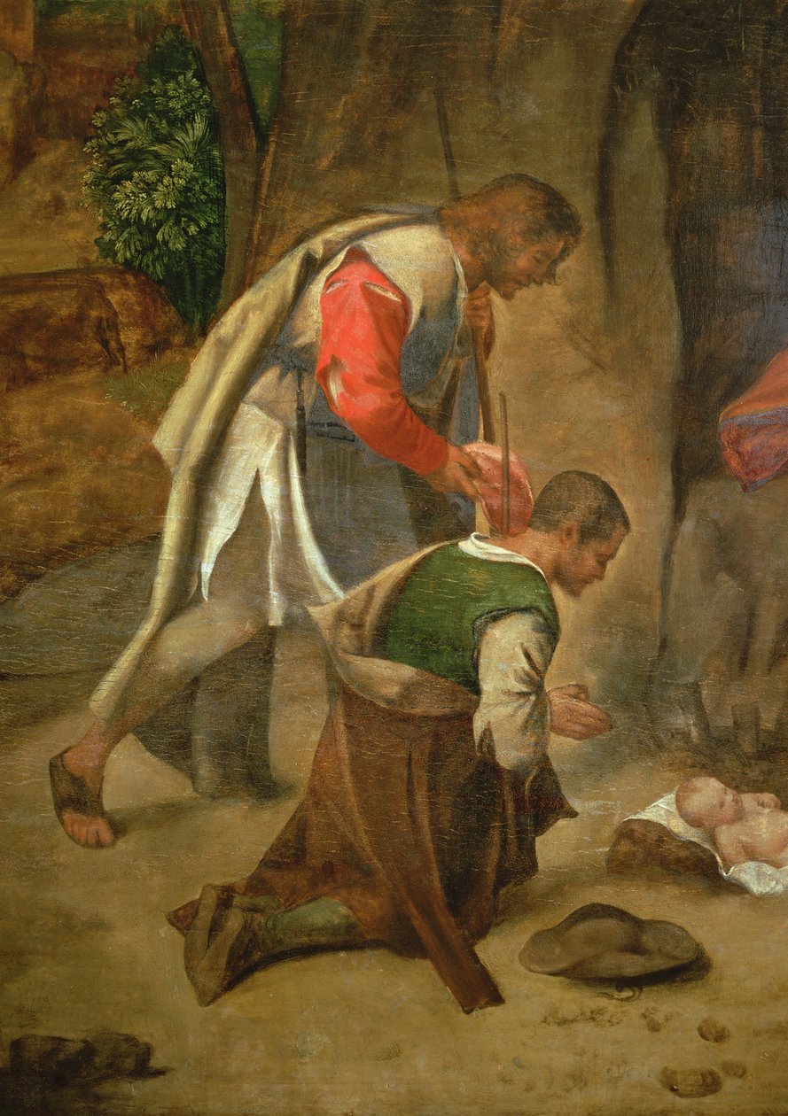 Tilbedelse af hyrderne, ca. 1510 (panel) (detalje af 68685) af Giorgio Giorgione