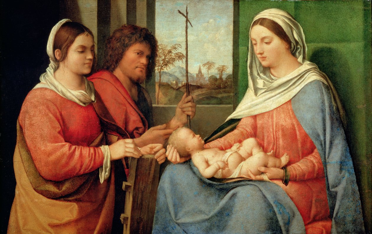Madonna og barn med helgener af Giorgio Giorgione