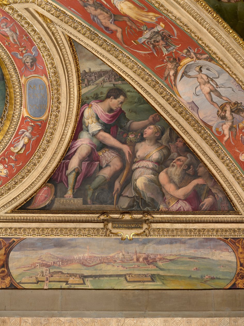 Allegori om Pisa; til bunden, udsigt over Siena af Giorgio Vasari