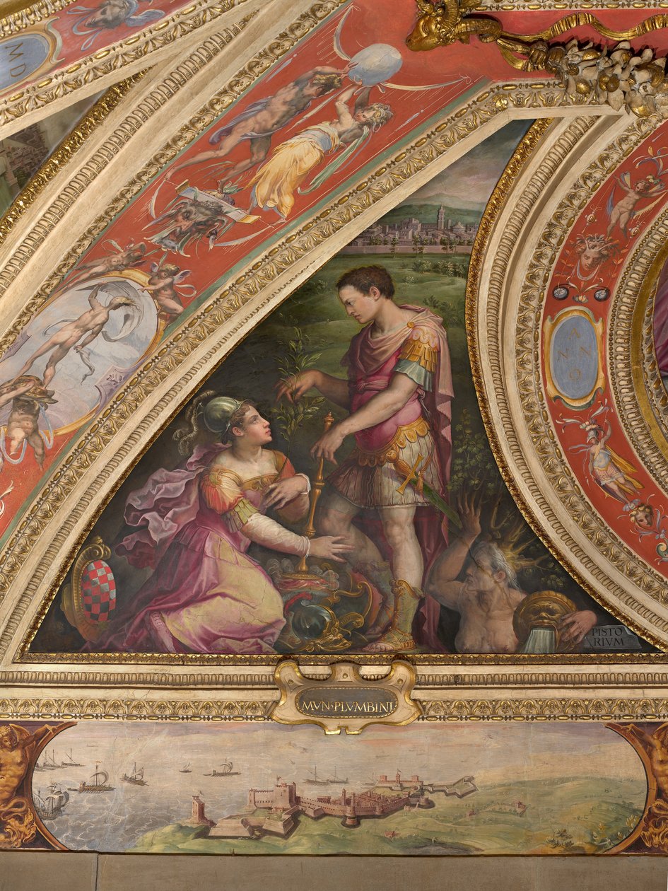 Allegori om Pistoia; til bunden, udsigt over Piombino af Giorgio Vasari