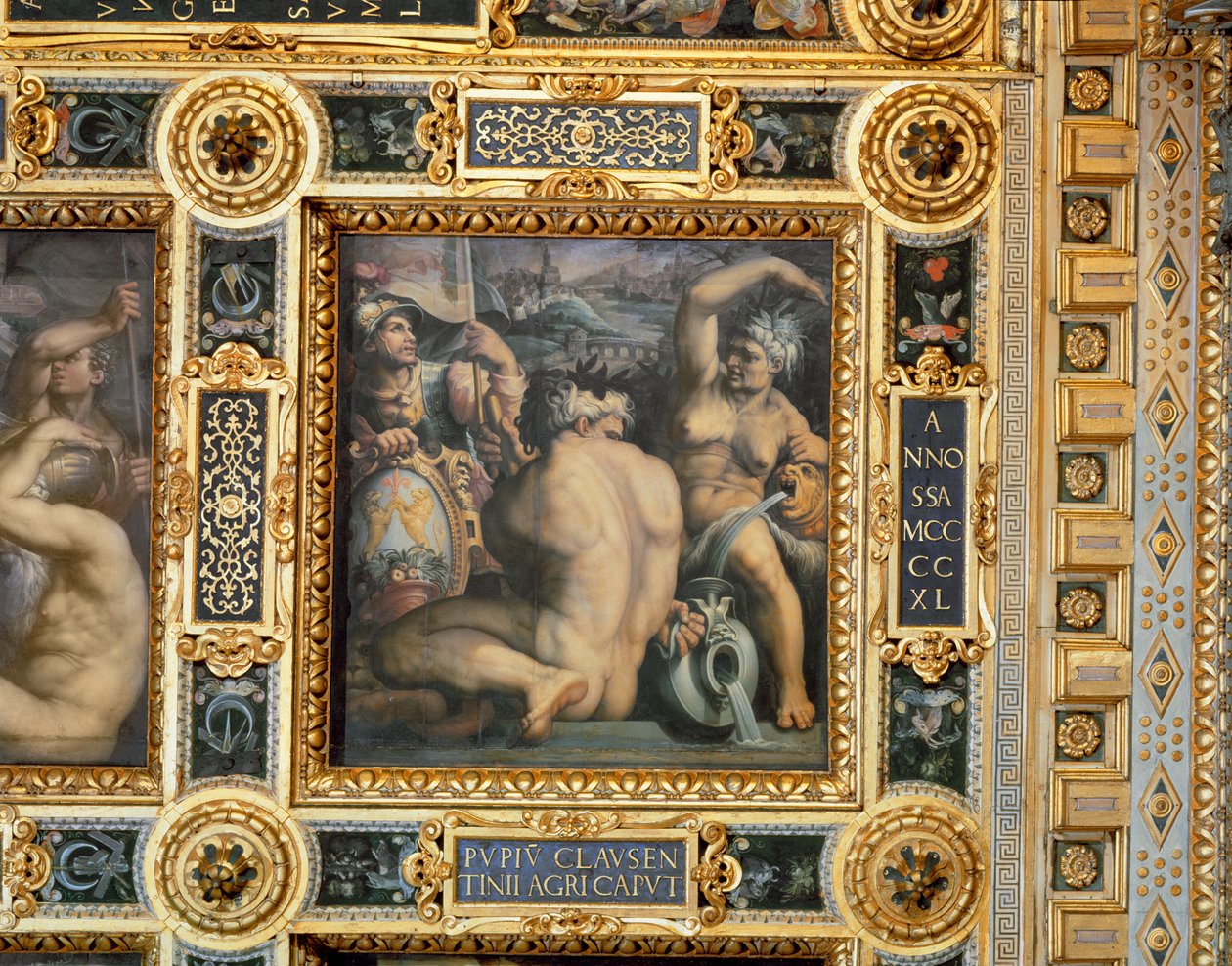 Allegori om Casentino-regionen fra loftet på Salone dei Cinquecento, 1565 (panel) af Giorgio Vasari