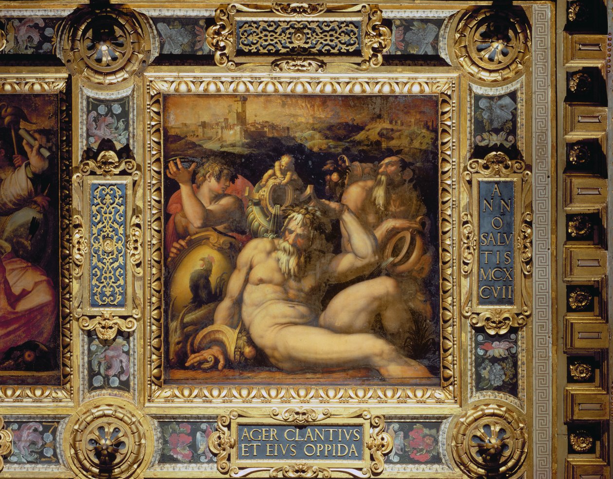 Allegori om Chianti-regionen fra loftet på Salone dei Cinquecento, 1565 (panel) af Giorgio Vasari
