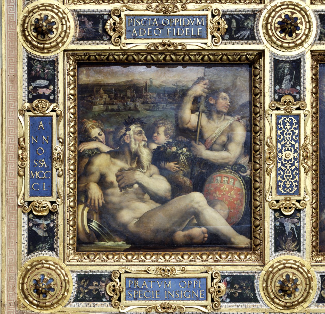 Allegori om byen Prato fra loftet på Salone dei Cinquecento, 1565 (panel) af Giorgio Vasari