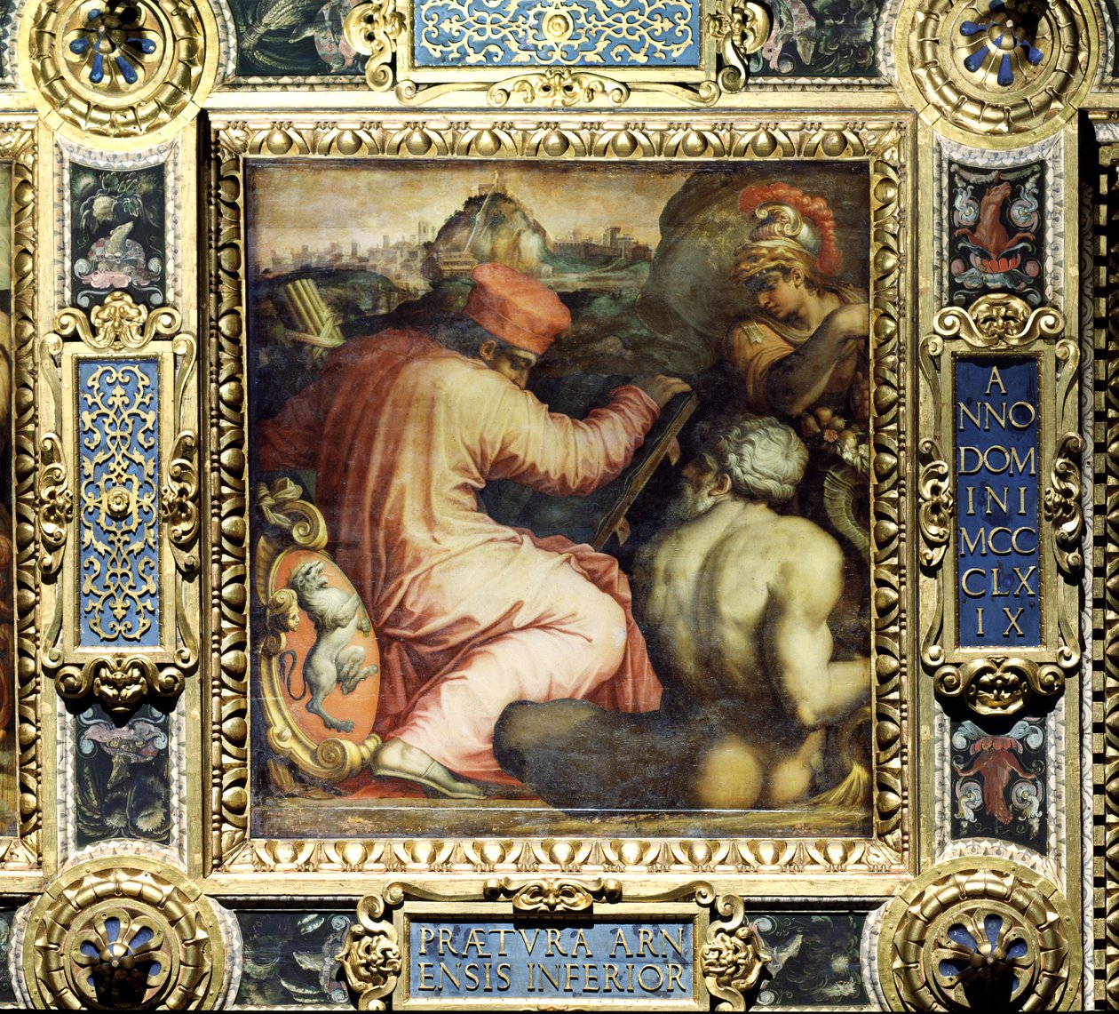 Allegori om byen San Miniato og Nedre Valdarno fra loftet på Salone dei Cinquecento, 1565 (panel) af Giorgio Vasari